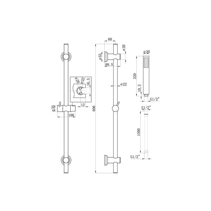 Bliss BLIS106555 Slider Rail & Kit - Brushed Brass - Unbeatable Bathrooms