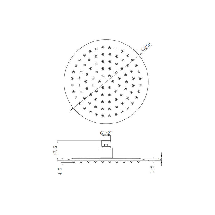 Bliss BLIS106792 200mm Round Showerhead - Matt Black - Unbeatable Bathrooms