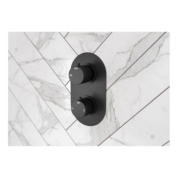 Bliss BLIS106796 Two Outlet Twin Shower Valve - Matt Black - Unbeatable Bathrooms