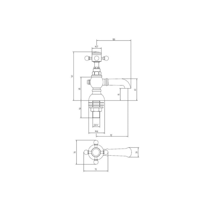 Bliss BLIS106800 Pacato Basin Pillar Taps - Brushed Brass - Unbeatable Bathrooms