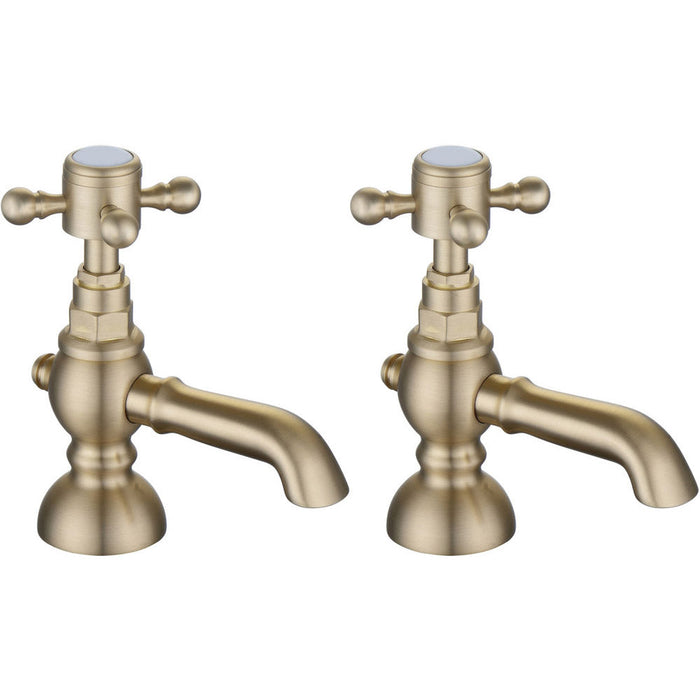 Bliss BLIS106800 Pacato Basin Pillar Taps - Brushed Brass - Unbeatable Bathrooms