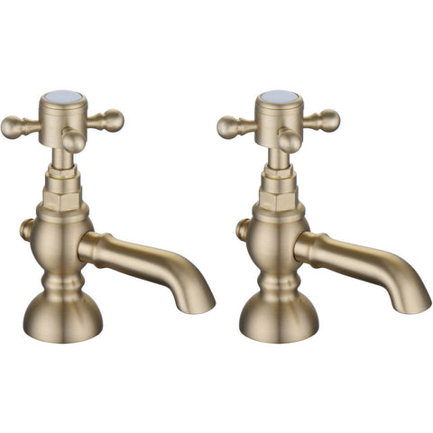 Bliss BLIS106800 Pacato Basin Pillar Taps - Brushed Brass - Unbeatable Bathrooms
