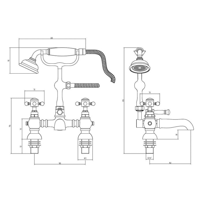 Bliss BLIS106802 Pacato Bath/Shower Mixer & Shower Kit - Brushed Brass - Unbeatable Bathrooms