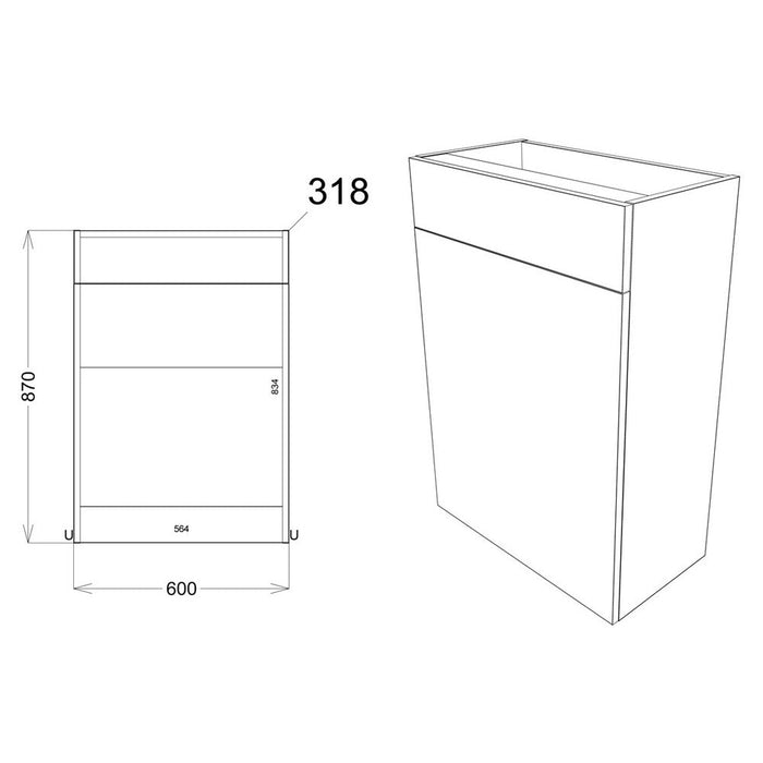 Bliss Avio 1542mm Basin WC & 1 Door Unit Pack - Unbeatable Bathrooms