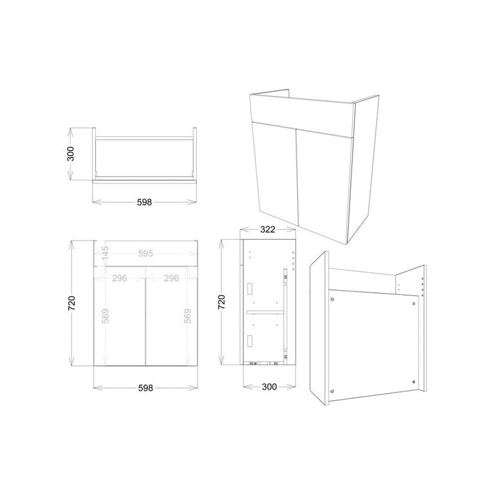 Bliss Velino 1542mm Basin WC & 1 Door Unit Pack - Unbeatable Bathrooms