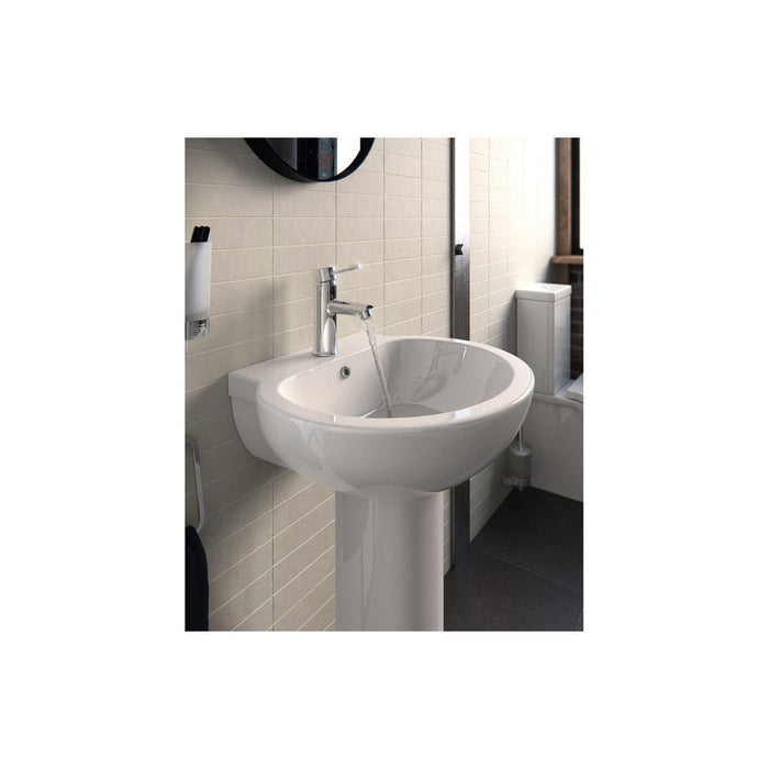 Bliss Nazoni 535 x 490mm 1TH Basin with Pedestal - Unbeatable Bathrooms