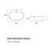 Bliss BLIS1758 Nazoni 540 x 500mm 1TH Semi Recessed Basin - Unbeatable Bathrooms