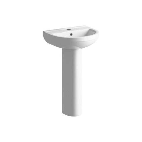Bliss BLIS1822 Garcia 500 x 390mm 1TH Basin & Full Pedestal - Unbeatable Bathrooms