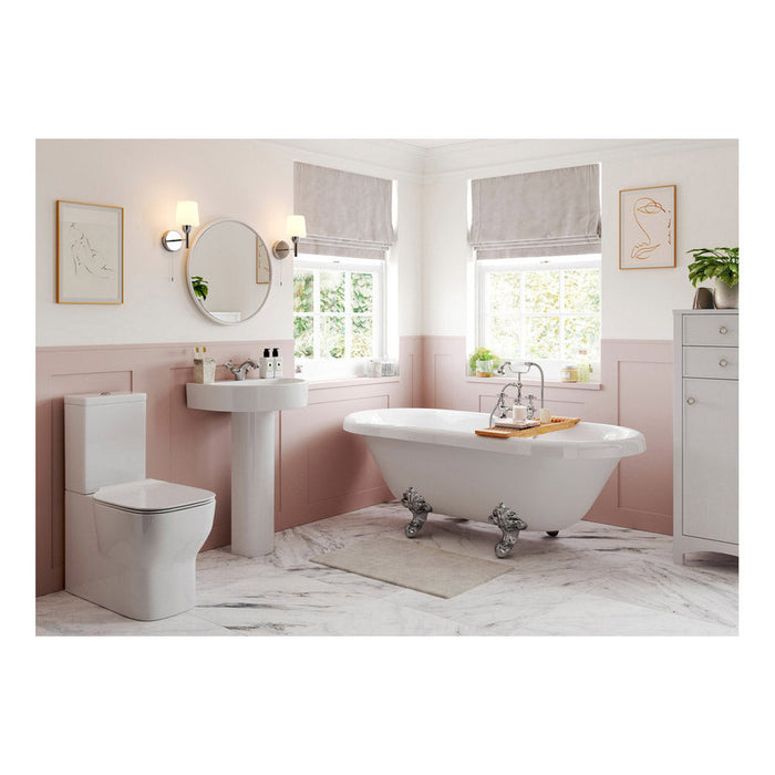 Bliss BLIS1825 Swiss 555 x 430mm 1TH Basin & Full Pedestal - Unbeatable Bathrooms