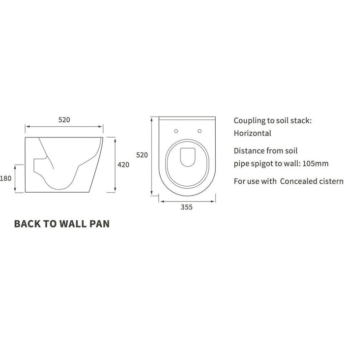 Bliss BLIS1862 Vito Back To Wall WC & Soft Close Seat - Unbeatable Bathrooms