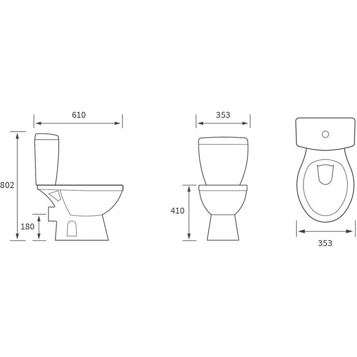 Bliss BLIS1930 Porto Close Coupled Open Back WC & Soft Close Seat - Unbeatable Bathrooms