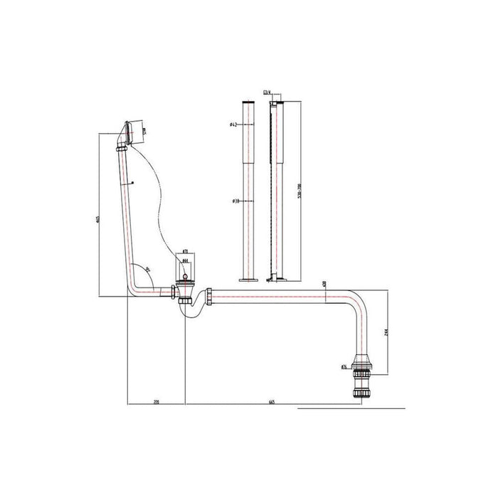Bliss BLIS4153 Exposed Bath Plug & Chain Waste With Pipe Shrouds - Chrome - Unbeatable Bathrooms
