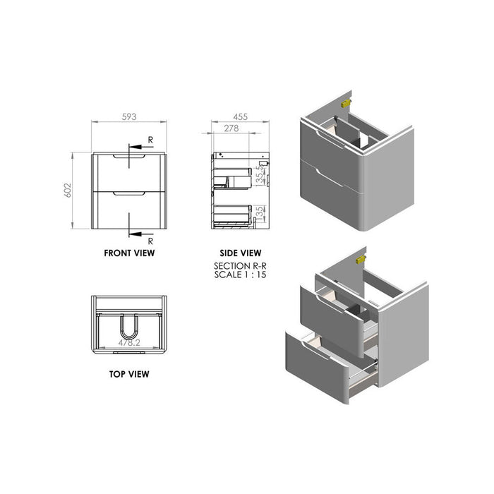 Bliss Sento 2 Drawer Wall Hung Basin Unit - Unbeatable Bathrooms
