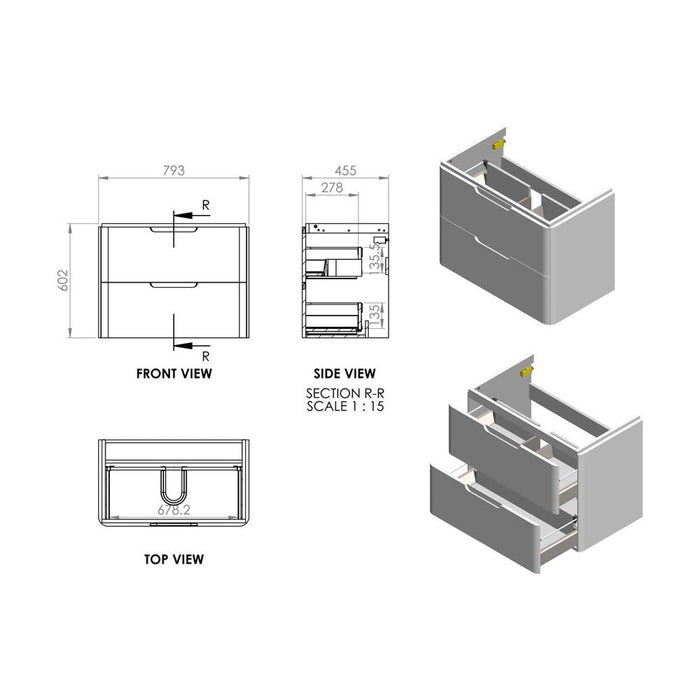 Bliss Sento 2 Drawer Wall Hung Basin Unit - Unbeatable Bathrooms