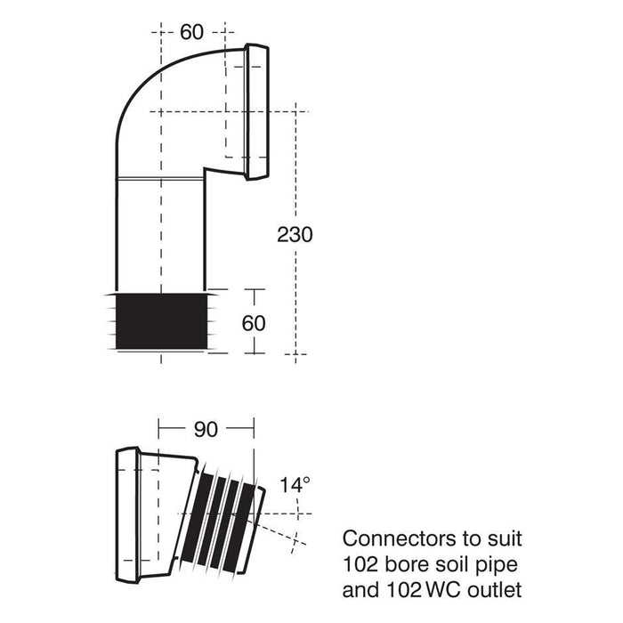 Ideal Standard Bowl connector - 90° - finned - Unbeatable Bathrooms