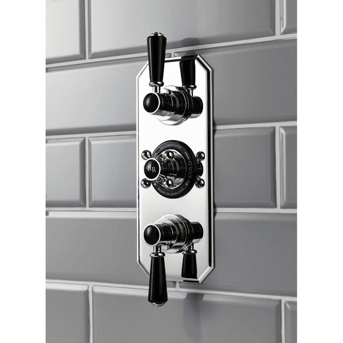 Hudson Reed Topaz Black Triple Concealed Shower Valve - Unbeatable Bathrooms