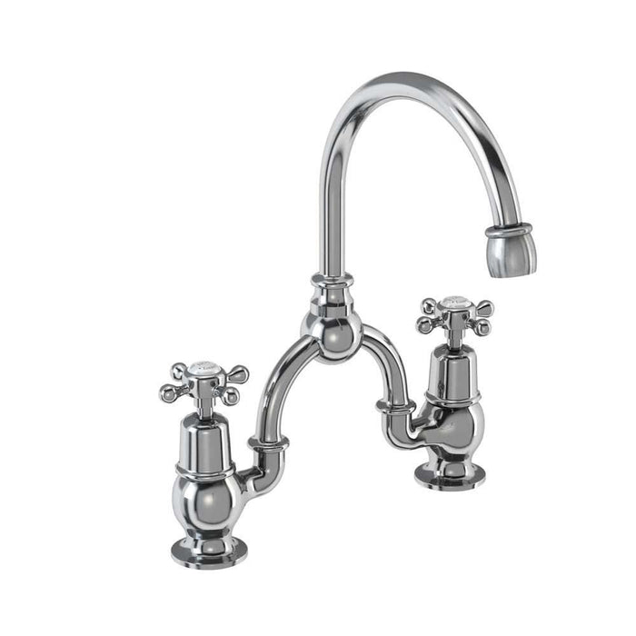 Burlington 2 Tap Hole Arch Mixer with Curved Spout, 200mm Centres - Unbeatable Bathrooms