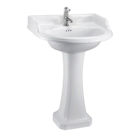 Burlington Classic 65cm Round Full Pedestal Basin - 1, 2 & 3TH - Unbeatable Bathrooms