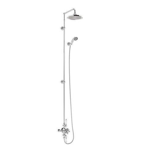 Burlington Avon Thermostatic Exposed Shower Valve Two Outlet Extended Rigid Riser Swivel Shower Arm Handset & Holder with Hose - Unbeatable Bathrooms