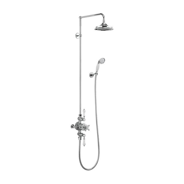 Burlington Avon Thermostatic Exposed Shower Valve Two Outlet Rigid Riser Swivel Shower Arm Handset & Holder with Hose - Unbeatable Bathrooms