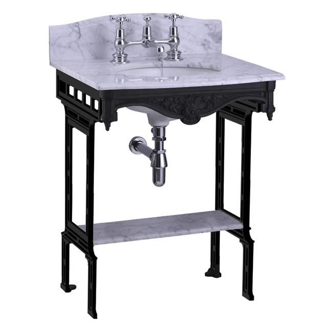 Burlington Carrara Marble Top & Basin with Black Aluminium Washst and - Unbeatable Bathrooms
