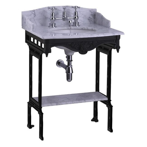 Burlington Carrara Marble Top & Basin with Black Aluminium Washst and - Unbeatable Bathrooms
