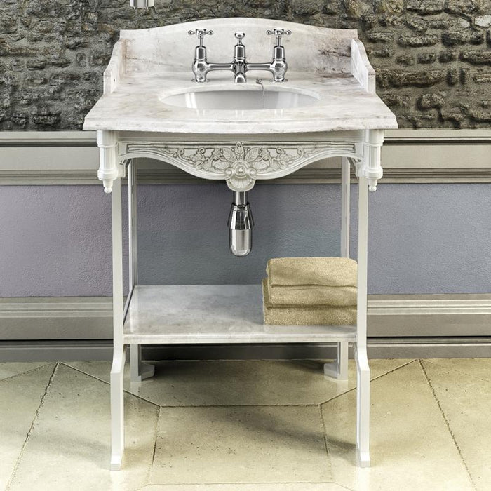 Burlington Carrara Marble Top & Basin with Black Aluminium Washst and - Unbeatable Bathrooms