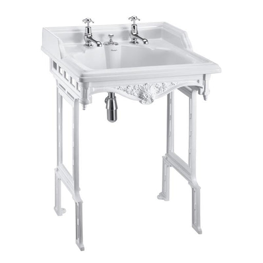 Burlington Classic 65cm Basin with Invisible Overflow and White Aluminium Basin Stand - Unbeatable Bathrooms