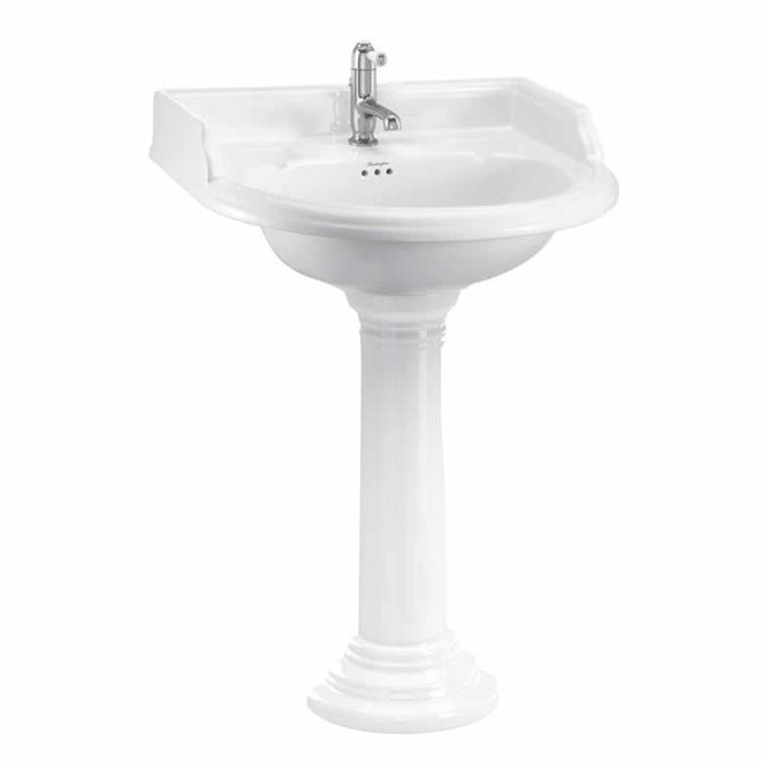 Burlington Classic 65cm Regal Round Full Pedestal Basin - 1, 2 & 3TH - Unbeatable Bathrooms
