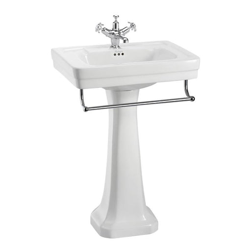 Burlington Contemporary 57.5cm Full Pedestal Basin and Towel Rail - 1, 2 & 3TH - Unbeatable Bathrooms