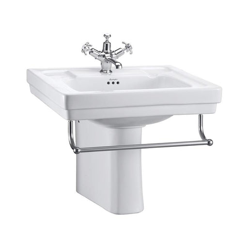 Burlington Contemporary 58cm Semi Pedestal Basin with Towel Rail - 1 & 2TH - Unbeatable Bathrooms