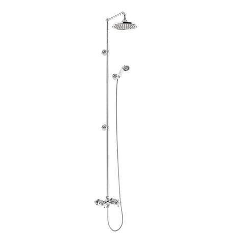 Burlington Eden Thermostatic Exposed Shower Bar Valve Single Outlet with Extended Rigid Riser and Swivel Shower Arm - Unbeatable Bathrooms