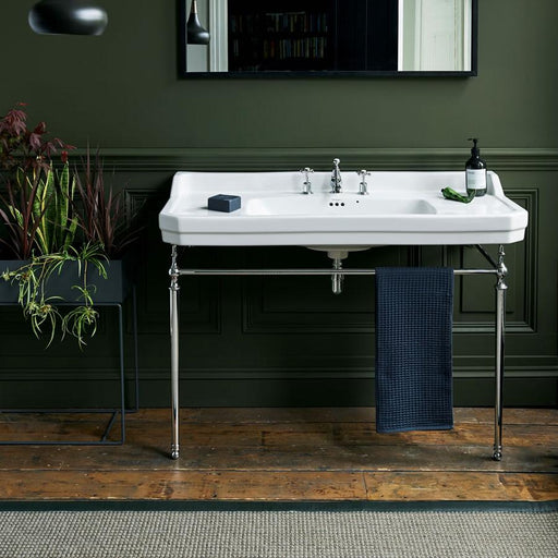 Burlington Edwardian 120cm Basin Wash St and Chrome Plated Brass Fittings - Unbeatable Bathrooms