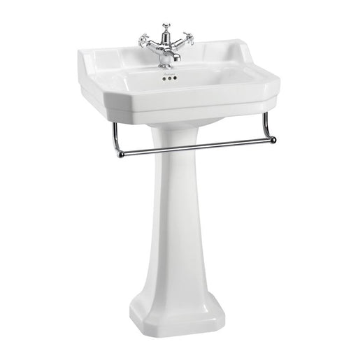 Burlington Edwardian 56cm Pedestal Basin with Towel Rail - 1, 2 & 3TH - Unbeatable Bathrooms
