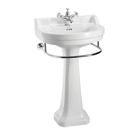 Burlington Edwardian 56cm Round Full Pedestal Basin with Towel Rail - 1 & 2TH - Unbeatable Bathrooms