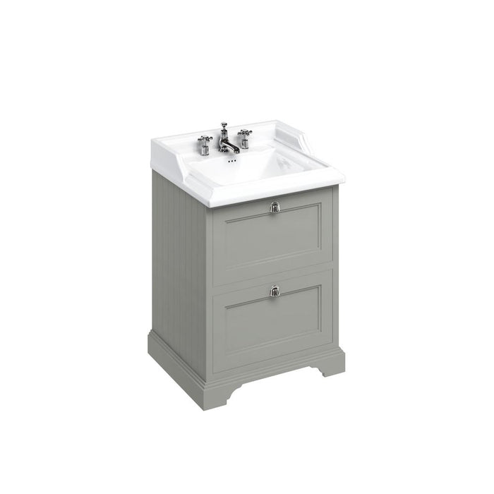 Burlington Classic 650mm Vanity Unit - Floor Standing 2 Drawer Unit - Unbeatable Bathrooms