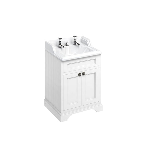 Burlington Classic 650mm Vanity Unit - Floor Standing 2 Door Unit with Invisible Overflow Basin - Unbeatable Bathrooms