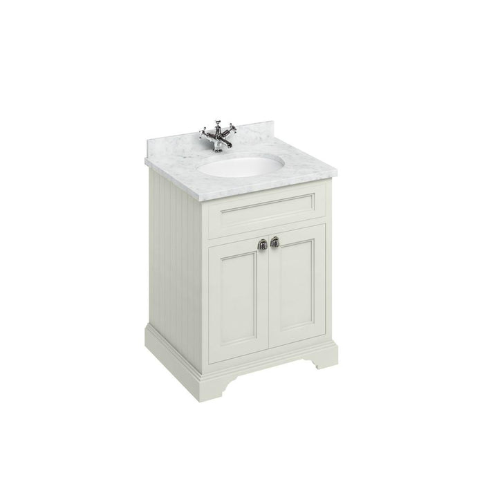 Burlington 650mm Vanity Unit - Floor Standing 2 Door Unit with White Inset Basin & Worktop - Unbeatable Bathrooms