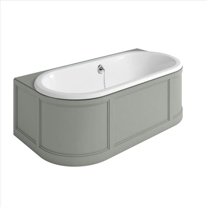 Burlington London 1800 x 950mm Back To Wall Bath with Curved Surround, Overflow & Waste - Unbeatable Bathrooms
