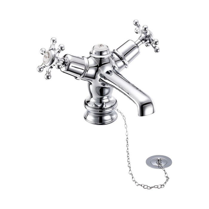 Burlington Low Central Indice Basin Mixer with Plug and Chain - Unbeatable Bathrooms