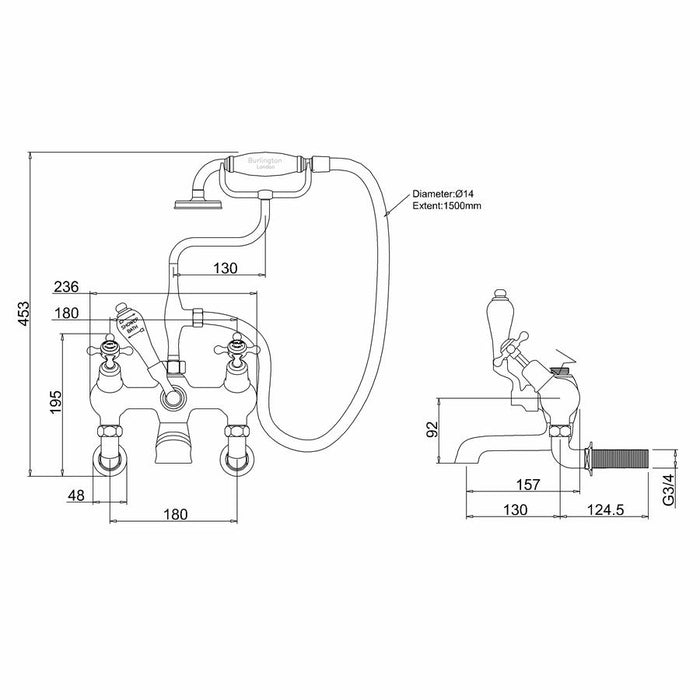 Burlington Regent Wall Mounted Angled Bath Shower Mixer - Unbeatable Bathrooms