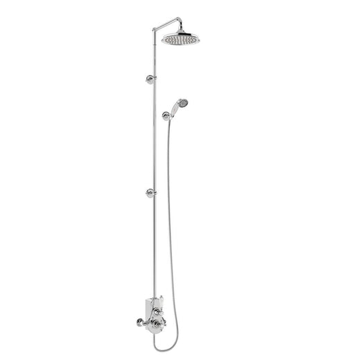 Burlington Spey Thermostatic Exposed Shower Valve Single Outlet with Extended Rigid Riser and Swivel Shower Arm with rose - Unbeatable Bathrooms