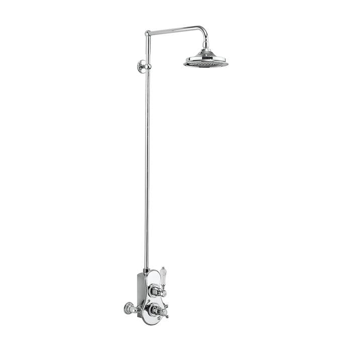 Burlington Spey Thermostatic Exposed Shower Valve Single Outlet with Rigid Riser and Swivel Shower Arm - Unbeatable Bathrooms