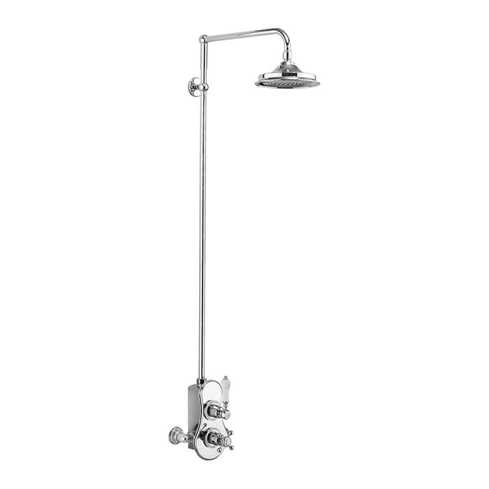 Burlington Spey Thermostatic Exposed Shower Valve Single Outlet with Standard Rigid Riser and Swivel Shower Arm - Unbeatable Bathrooms