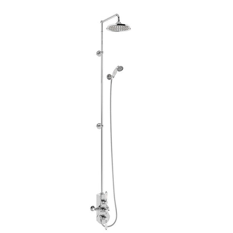 Burlington Spey Thermostatic Exposed Shower Valve Two Outlet Extended Riser with Swivel Shower Arm Handset & Holder Hose and Rose - Unbeatable Bathrooms