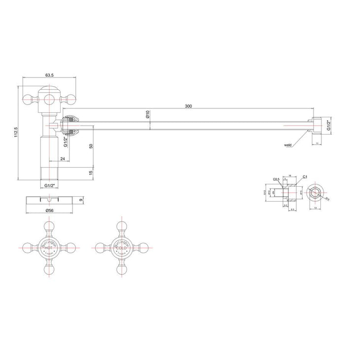 Burlington Traditional Chrome Plated Basin Tap Shut Off Valves - Unbeatable Bathrooms