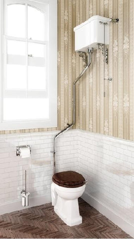 Burlington Traditional High-Level Cistern Toilet with Angled Flush Pipe Kit - Unbeatable Bathrooms