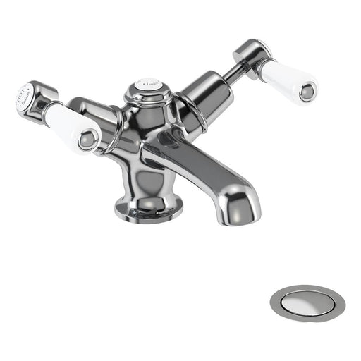 Burlington Traditional Kensington Low Central Indice Basin Mixer with Click-Clack - Unbeatable Bathrooms
