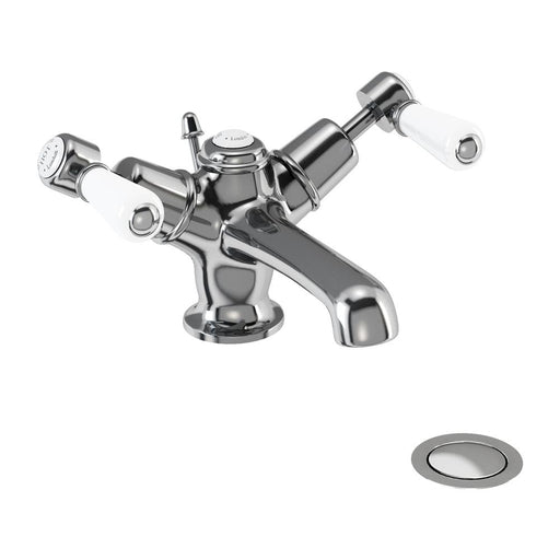 Burlington Traditional Low Central Indice Basin Mixer with Pop Up - Unbeatable Bathrooms