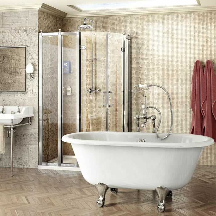 Burlington Traditional Offset Quadrant Shower Enclosure with 2 Hinged Doors - Unbeatable Bathrooms